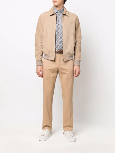 Ferragamo Four Seasons Suede Bomber Jacket In Neutrals