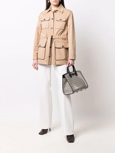 Ferragamo Pocket-detail Belted Jacket In Neutrals