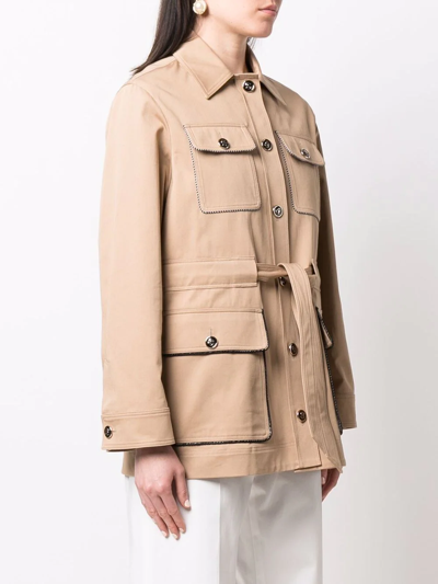 Ferragamo Pocket-detail Belted Jacket In Neutrals