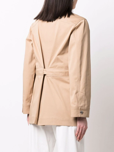 Ferragamo Pocket-detail Belted Jacket In Neutrals