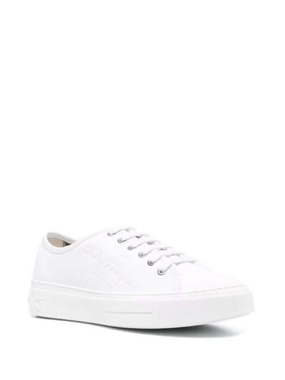 Ferragamo Lace-up Low-top Sneakers In White
