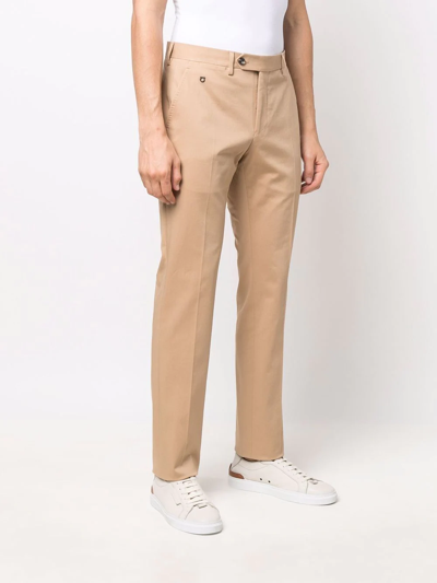 Shop Ferragamo Cotton Gabardine Straight-leg Trousers In Neutrals