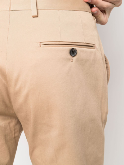 Ferragamo Stretch Cotton Flat-front Pants In Neutrals