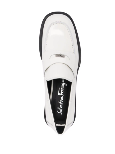 Ferragamo Nyx 30 Patent Penny Loafer In White