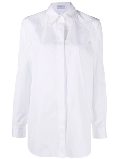 Ferragamo Long-sleeve Cotton Shirt In White