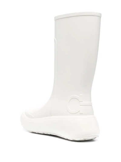 Ferragamo Logo-embossed Chunky Rain Boots In White