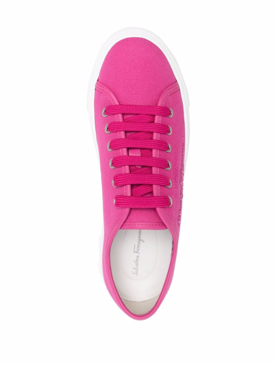 Ferragamo Logo-embossed Low-top Sneakers In Pink