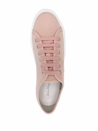 Shop Ferragamo Logo-embossed Low-top Sneakers In Pink