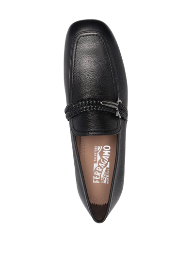 Shop Ferragamo Missouri Leather Loafers In Black