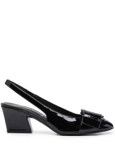 Ferragamo Viva 55 Slingback Mules In Lambskin In Black