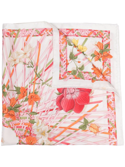 Shop Ferragamo Floral-print Silk Scarf In Neutrals