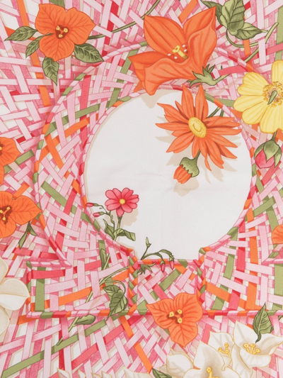 Shop Ferragamo Floral-print Silk Scarf In Neutrals
