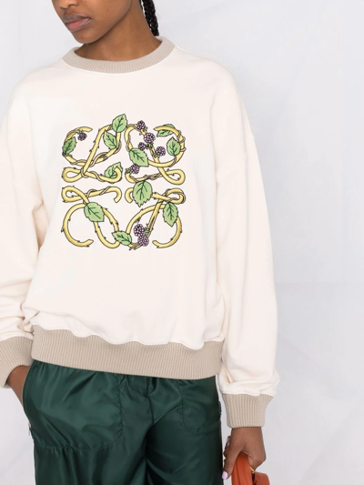 Shop Loewe Herbarium-anagram Cotton Sweatshirt In Neutrals