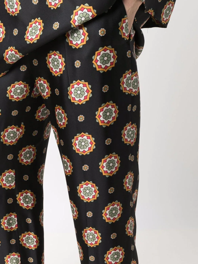Shop Alberto Biani Motif-print Silk Pull-on Trousers In Black