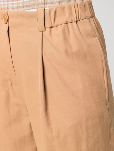 Shop Kenzo Inverted Pleat Chinos In Brown