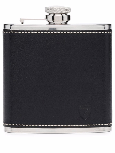 Shop Aspinal Of London Contrast Stitching Hip Flask In Black