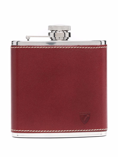 Shop Aspinal Of London Contrast Stitching Hip Flask In Brown