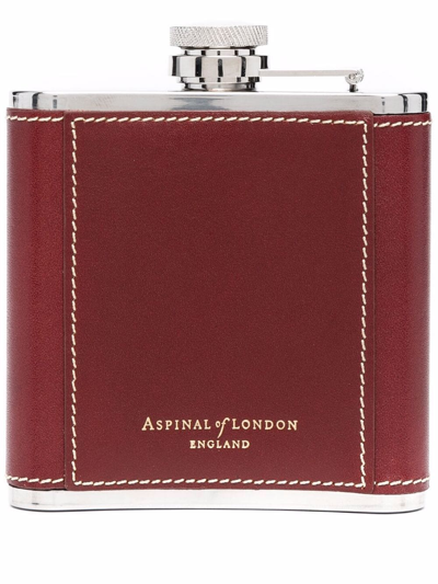 Shop Aspinal Of London Contrast Stitching Hip Flask In Brown