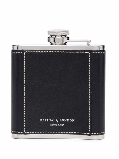 Shop Aspinal Of London Contrast Stitching Hip Flask In Black