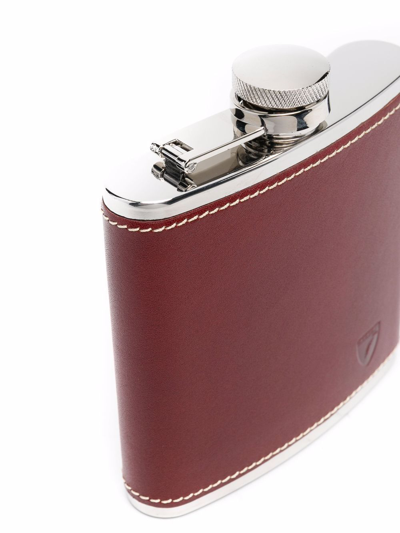 Aspinal Of London Contrast Stitching Hip Flask In Brown