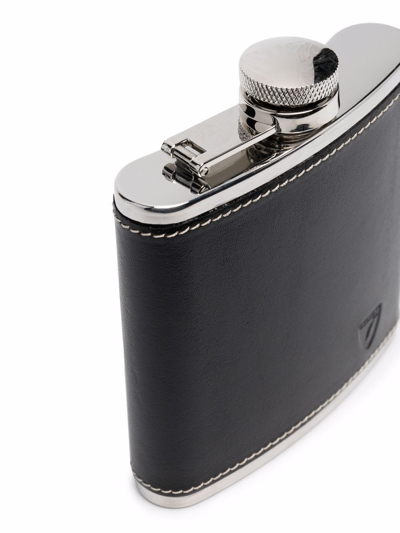 Aspinal Of London Contrast Stitching Hip Flask In Black