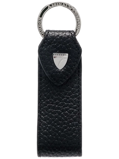 Shop Aspinal Of London Pebble Leather Keychain In Black