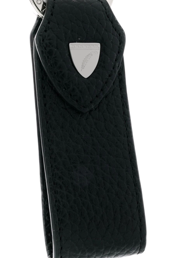 Aspinal Of London Pebbled-effect Loop Keyring In Black