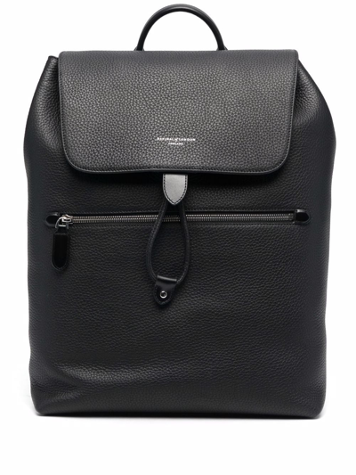 Shop Aspinal Of London Reporter Grained-effect Backpack In Black
