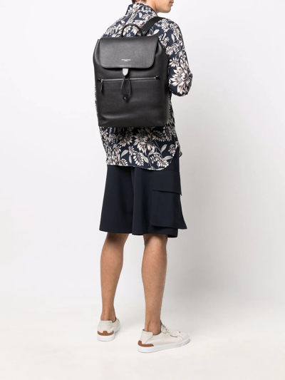 Shop Aspinal Of London Reporter Grained-effect Backpack In Black