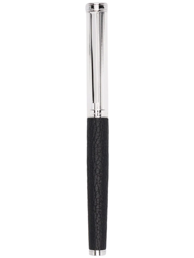 Aspinal Of London Crocodile-effect Rollerball Pen In Black