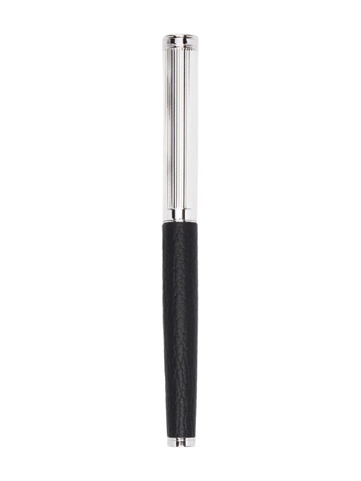 Shop Aspinal Of London Silver Rollerball Pen In Black