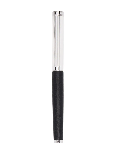 Aspinal Of London Crocodile-effect Rollerball Pen In Black