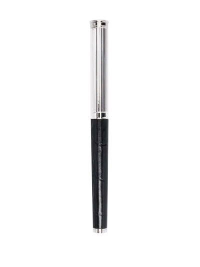 Shop Aspinal Of London Crocodile-effect Rollerball Pen In Black