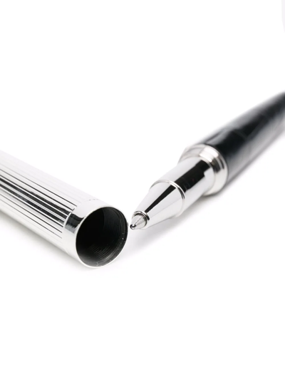 Aspinal Of London Crocodile-effect Rollerball Pen In Black