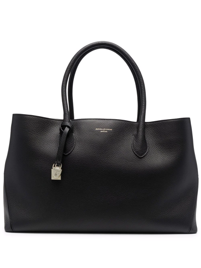 Shop Aspinal Of London London Leather Tote In Black