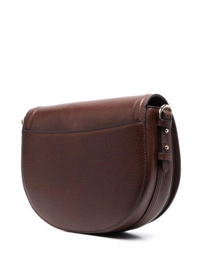 Shop Aspinal Of London Stella Leather Shoulder Bag In Brown