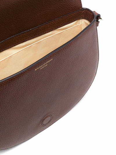 Shop Aspinal Of London Stella Leather Shoulder Bag In Brown