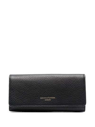 Shop Aspinal Of London Grained Leather Purse In Black