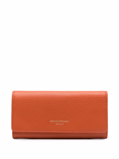 Shop Aspinal Of London Grained Leather Purse In Orange