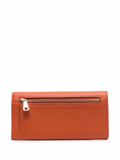 Shop Aspinal Of London Grained Leather Purse In Orange