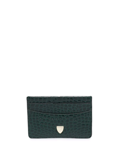 Shop Aspinal Of London Crocodile-effect Cardholder In Green