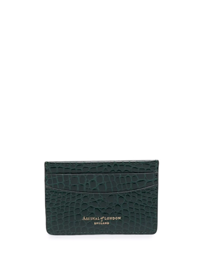 Shop Aspinal Of London Crocodile-effect Cardholder In Green