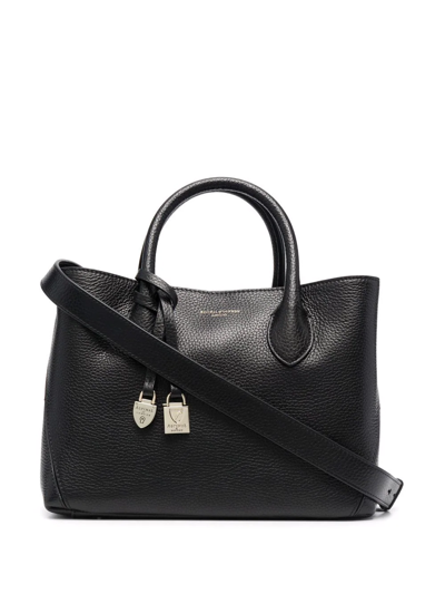 Shop Aspinal Of London London Leather Tote In Black