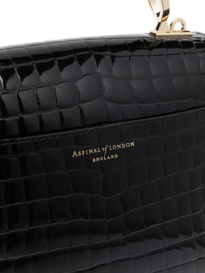 Shop Aspinal Of London Mayfair Crocodile-effect Tote In Black