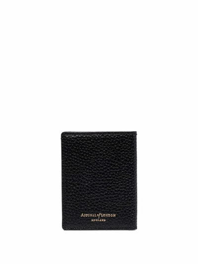 Shop Aspinal Of London Grained Leather Travel Wallet In Black