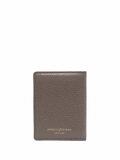 Shop Aspinal Of London Grain Leather Cardholder In Grey