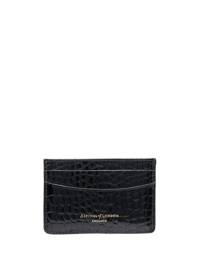 Shop Aspinal Of London Croc-effect Cardholder In Black