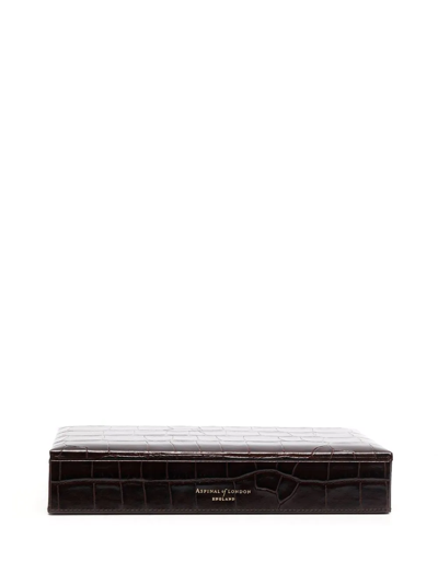 Aspinal Of London Crocodile-effect Leather Box In Brown