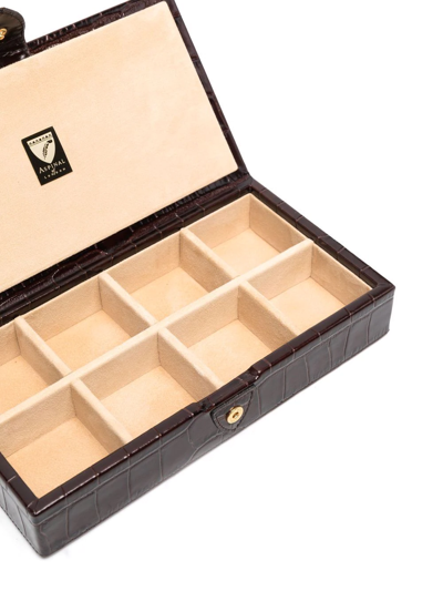 Aspinal Of London Crocodile-effect Leather Box In Brown