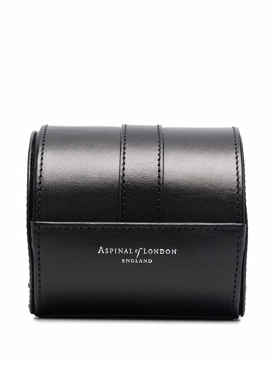 Shop Aspinal Of London Leather Watch Roll In Black
